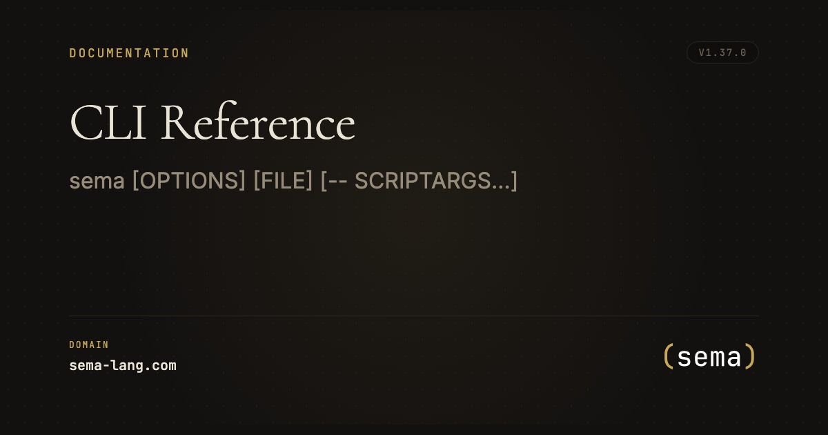 CLI Reference | Sema